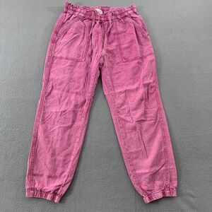 Anthropologie Rhys Utility Jogger Pants Womens Medium Pink Linen Blend
